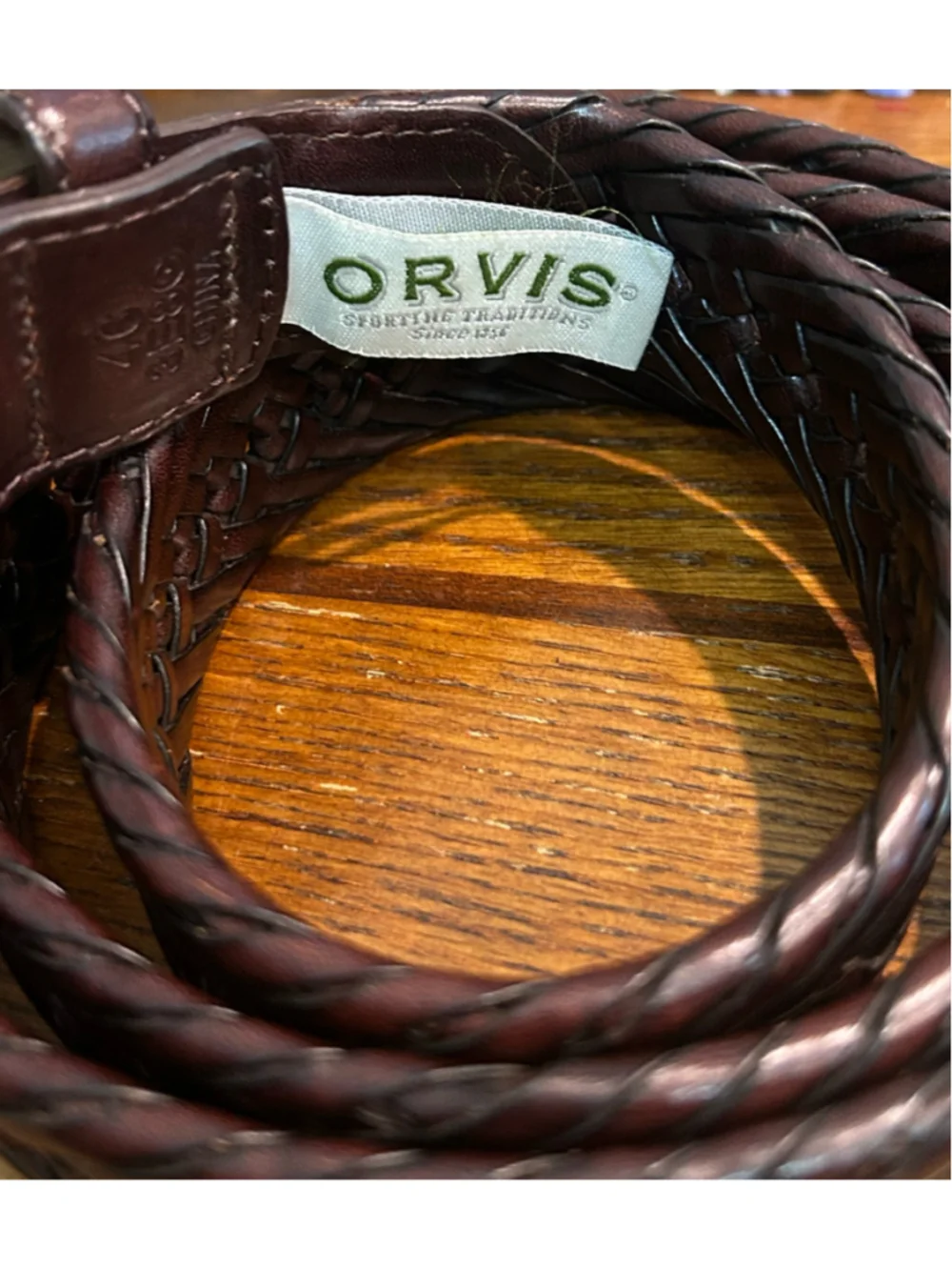 Men's Orvis Braided Leather Belt Brown waist 46